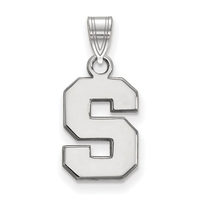 14K White Gold Logoart Michigan State University Letter S Small Pendant