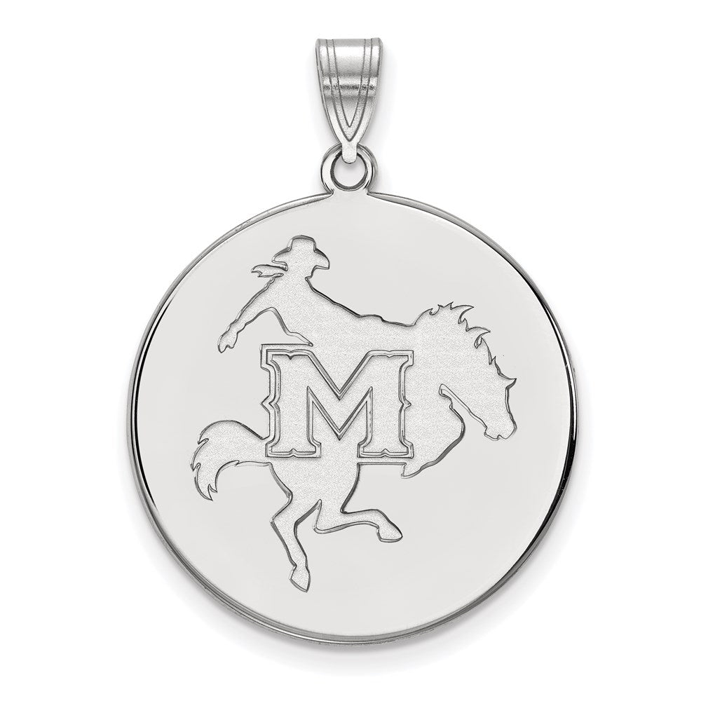 10K White Gold Logoart Mcneese State University Extra Large Disc Pendant