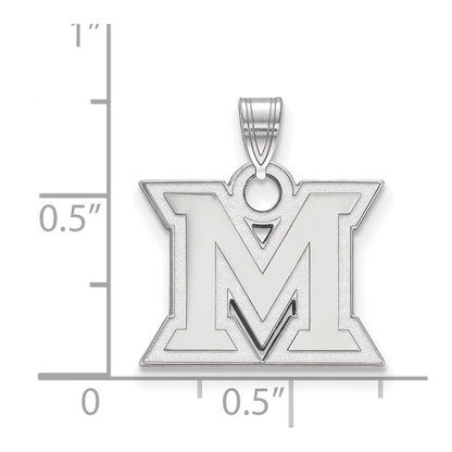 Sterling Silver Rhodium Plated Logoart Miami University Ohio Letter M Small Pendant
