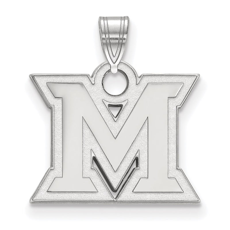 Sterling Silver Rhodium Plated Logoart Miami University Ohio Letter M Small Pendant