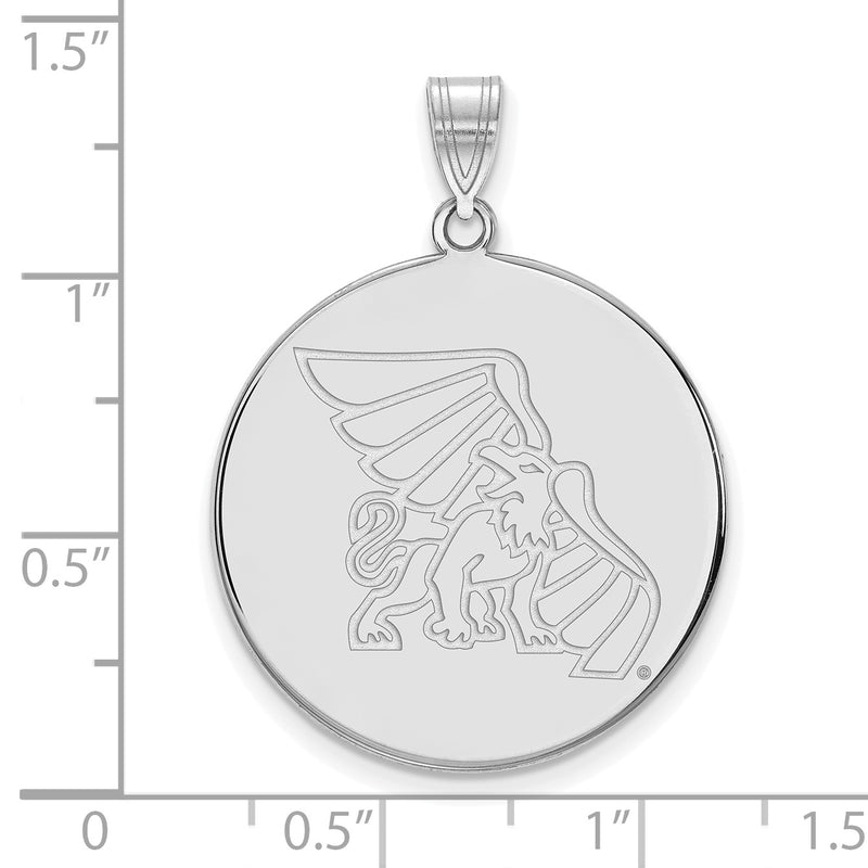 Sterling Silver Rhodium Plated Logoart Missouri Western State University Griffon Extra Large Disc Pendant