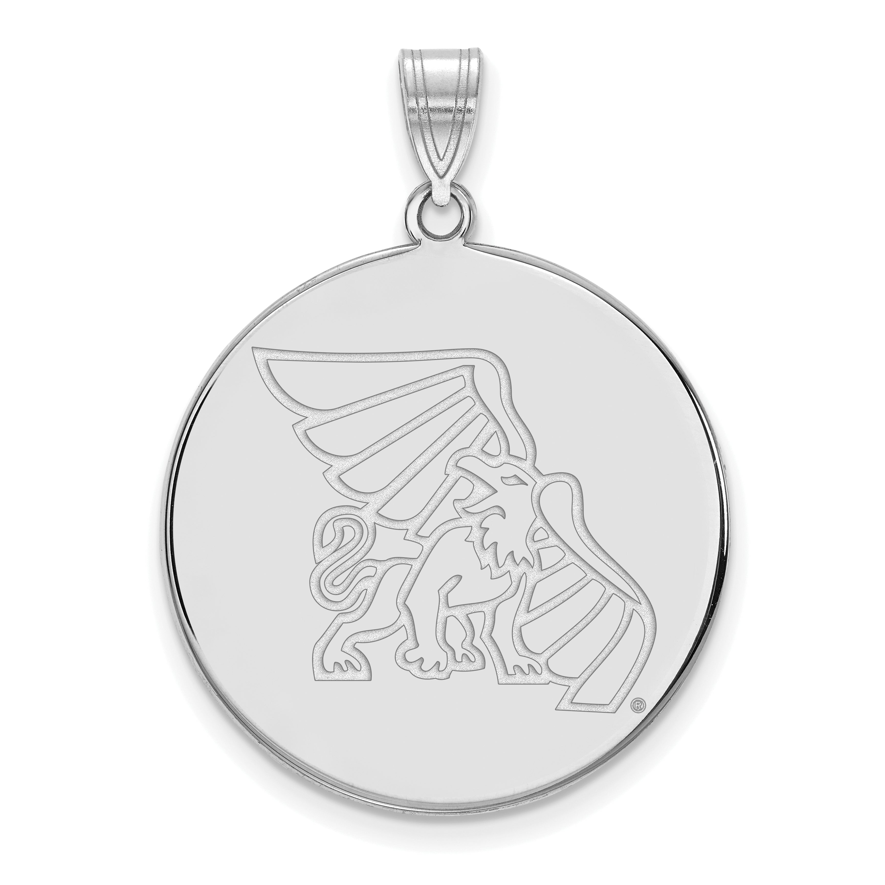 Sterling Silver Rhodium Plated Logoart Missouri Western State University Griffon Extra Large Disc Pendant