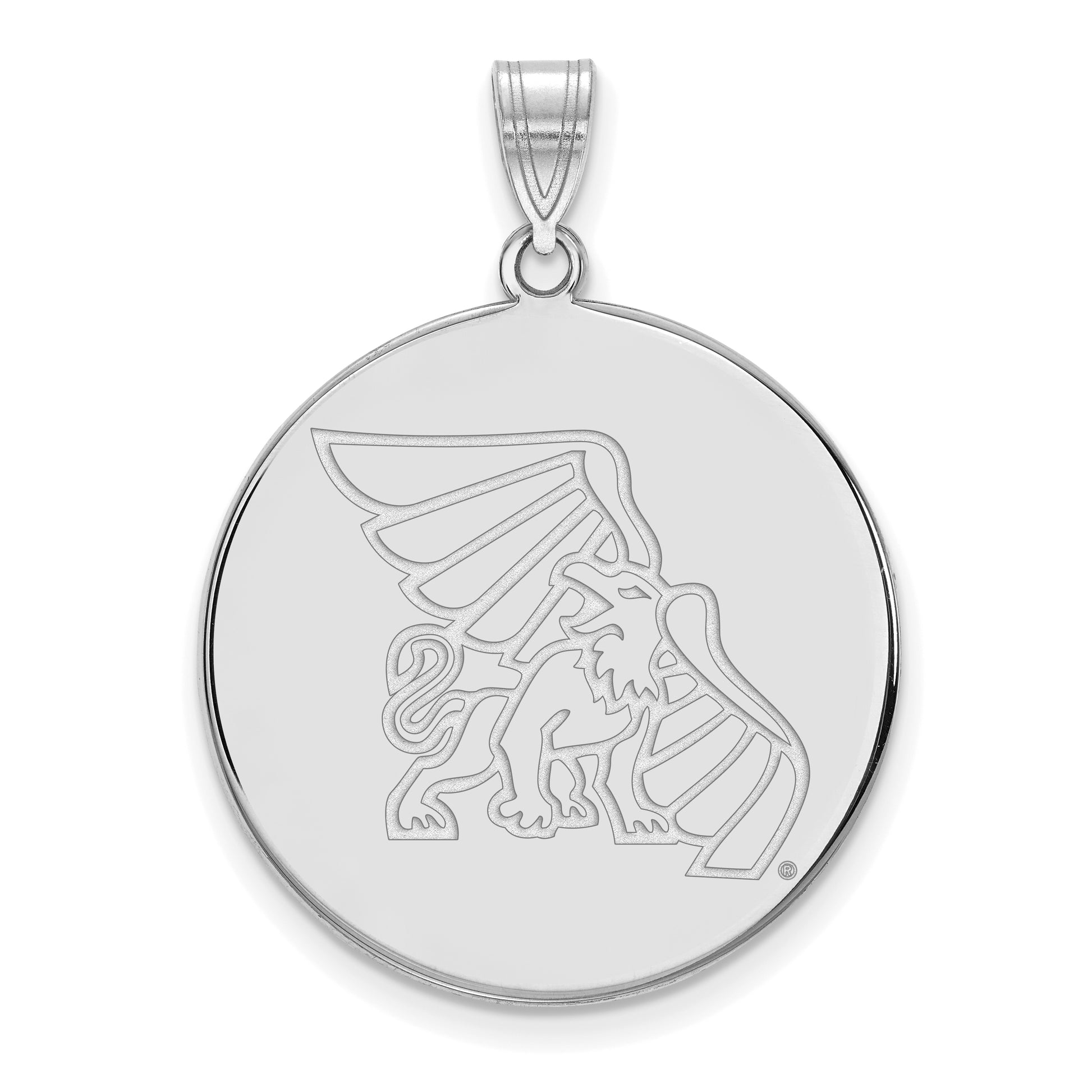 Sterling Silver Rhodium Plated Logoart Missouri Western State University Griffon Extra Large Disc Pendant