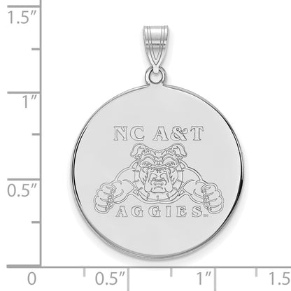 10K White Gold Logoart North Carolina A And T Aggies Extra Large Disc Pendant
