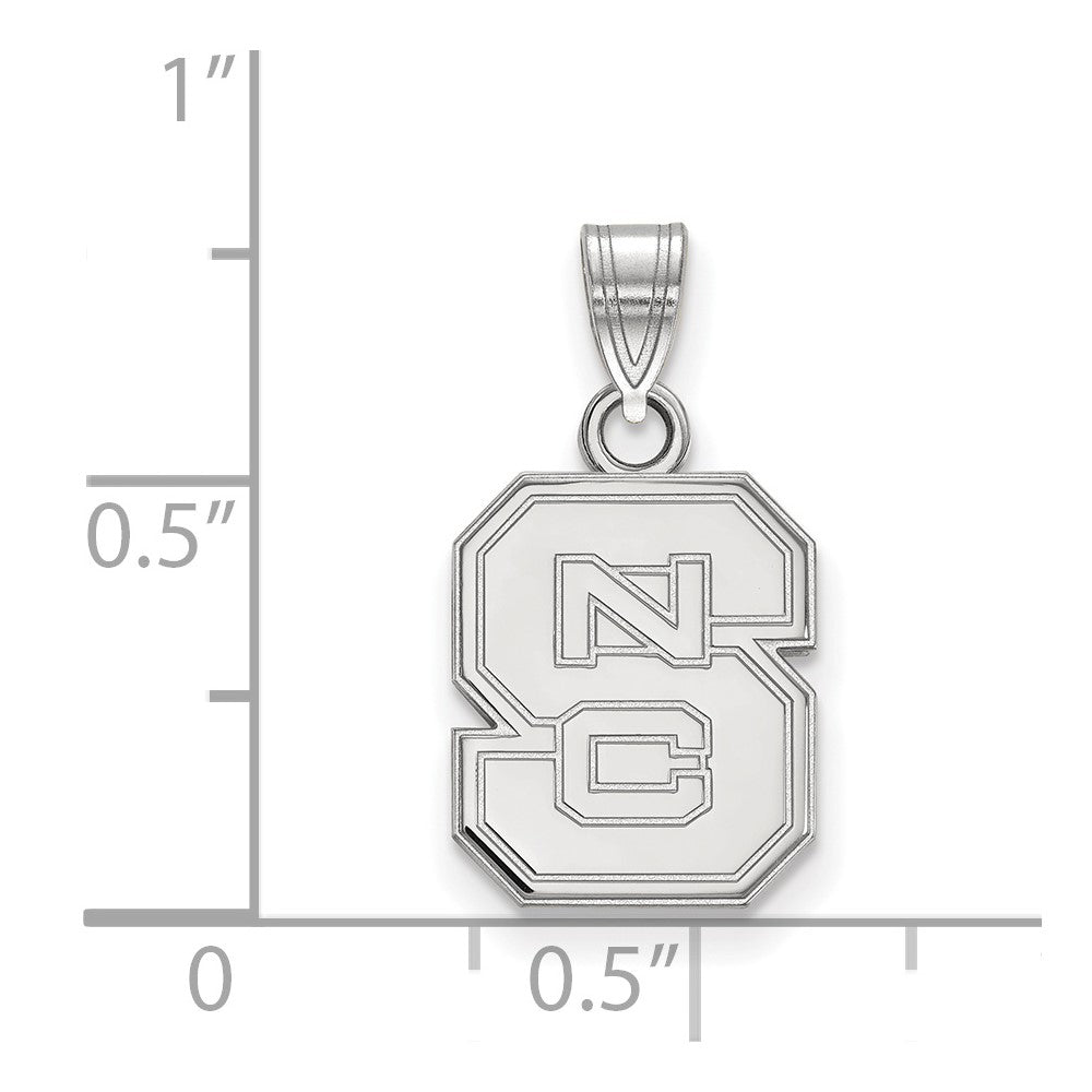 10K White Gold Logoart North Carolina State University N C S Small Pendant
