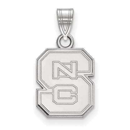14K White Gold Logoart North Carolina State University N C S Small Pendant