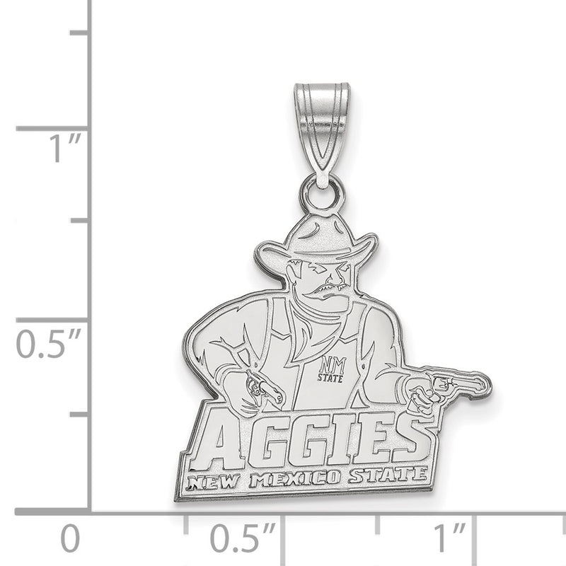 Sterling Silver Rhodium Plated Logoart New Mexico State University Aggies Large Pendant