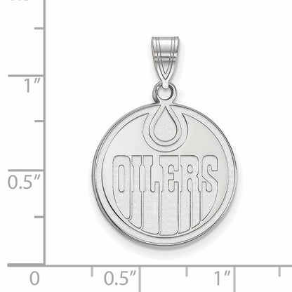 10K White Gold Nhl Logoart Edmonton Oilers Large Pendant