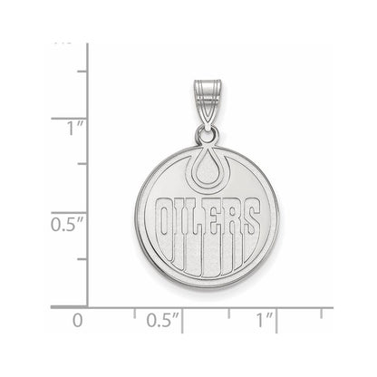 14K White Gold Nhl Logoart Edmonton Oilers Large Pendant
