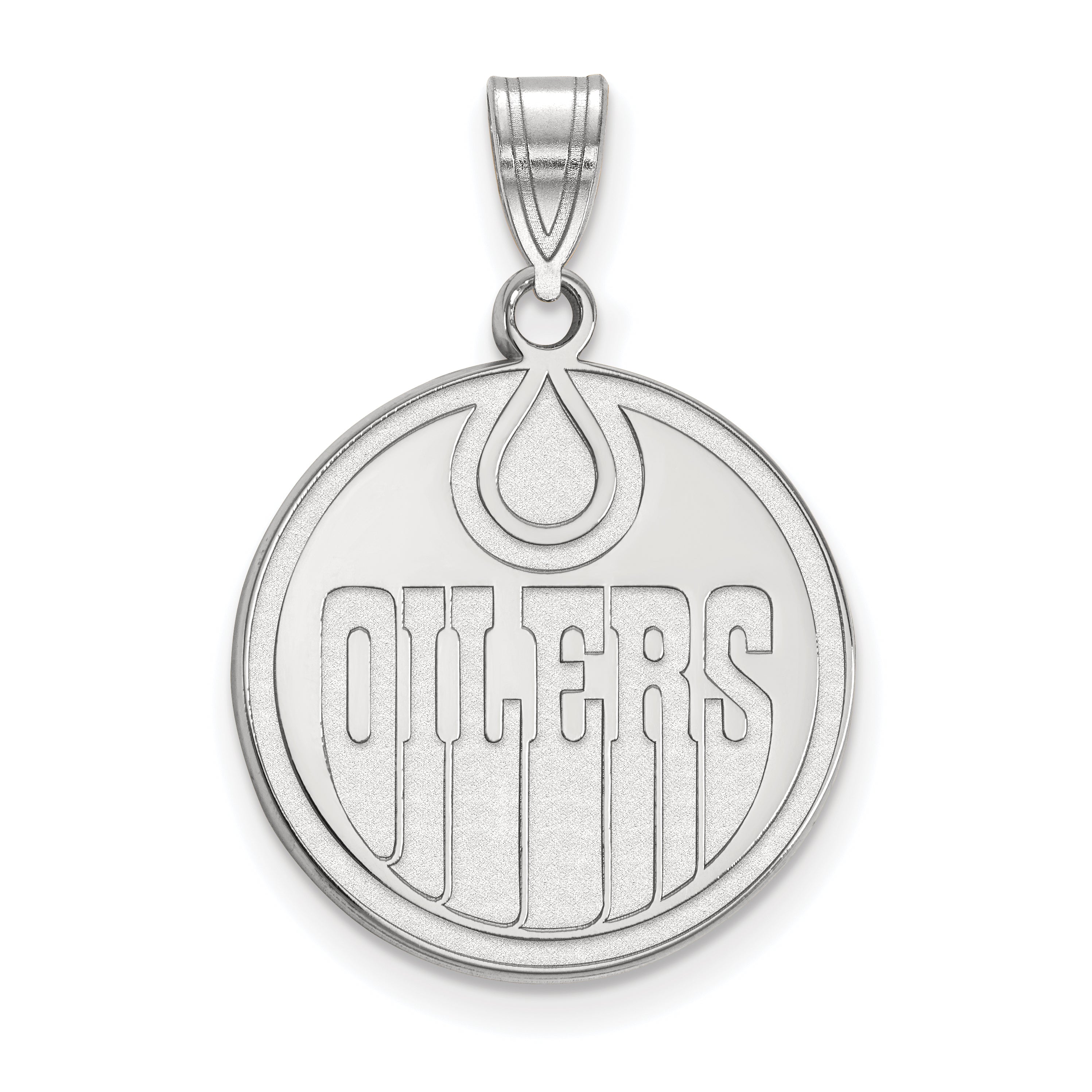 10K White Gold Nhl Logoart Edmonton Oilers Large Pendant