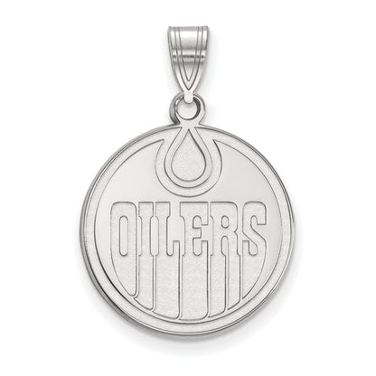 10K White Gold Nhl Logoart Edmonton Oilers Large Pendant