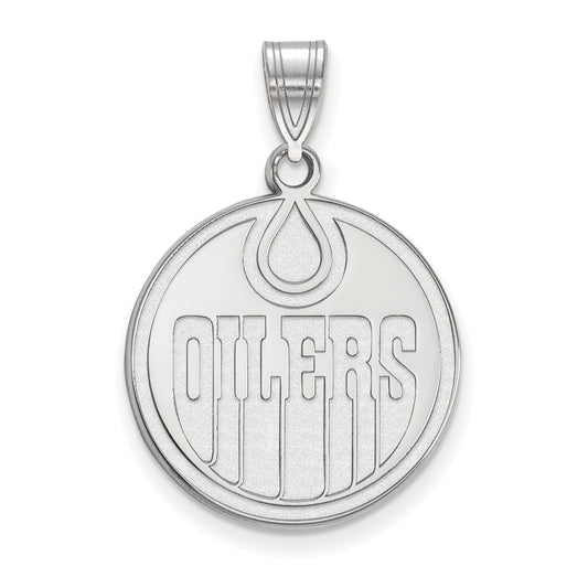 10K White Gold Nhl Logoart Edmonton Oilers Large Pendant