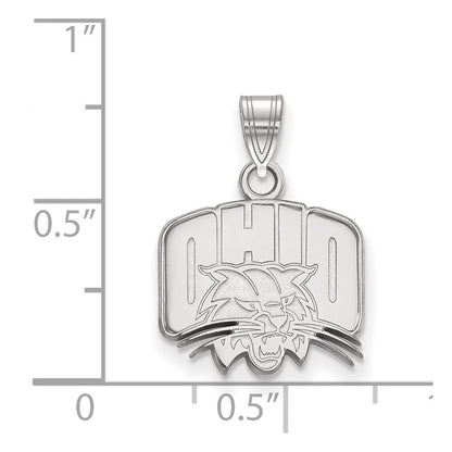 Sterling Silver Rhodium Plated Logoart Ohio University Small Pendant