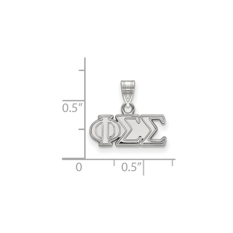 Sterling Silver Rhodium Plated Logoart Phi Sigma Sorority Greek Letters Small Pendant