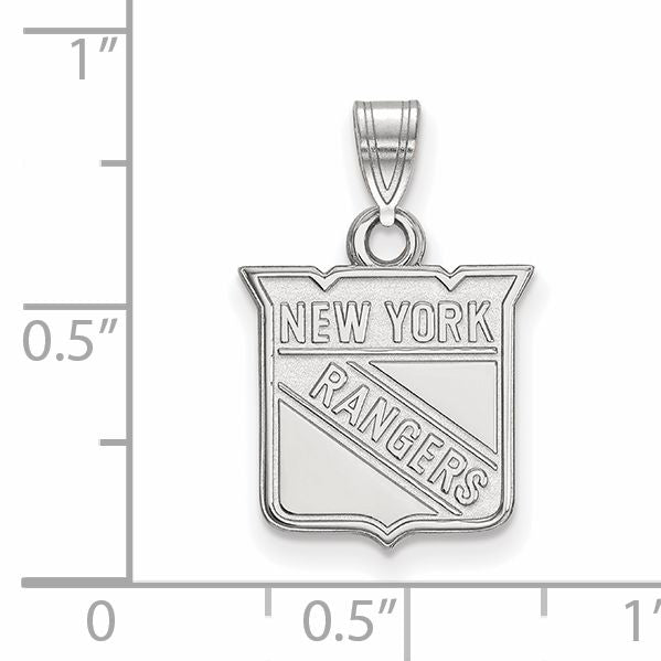 10K White Gold Nhl Logoart New York Rangers Small Pendant