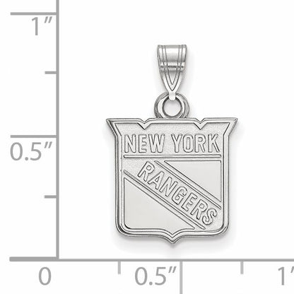 10K White Gold Nhl Logoart New York Rangers Small Pendant