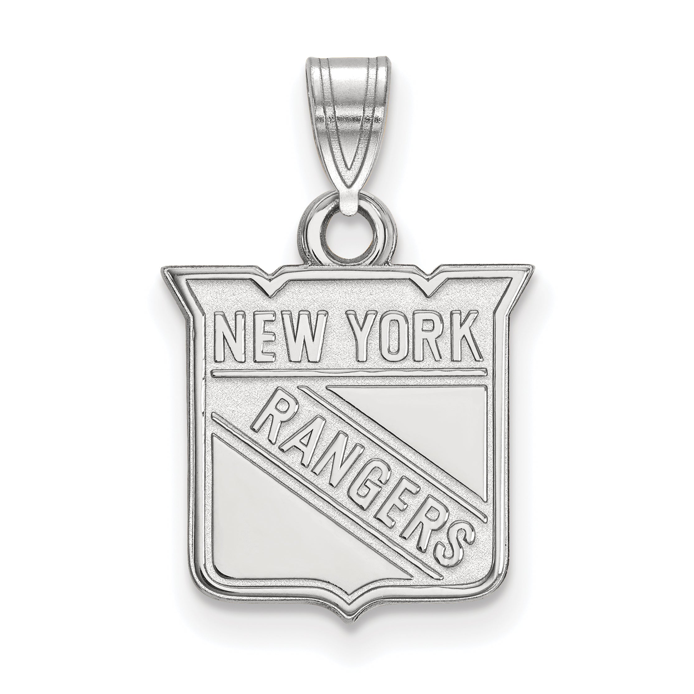 10K White Gold Nhl Logoart New York Rangers Small Pendant