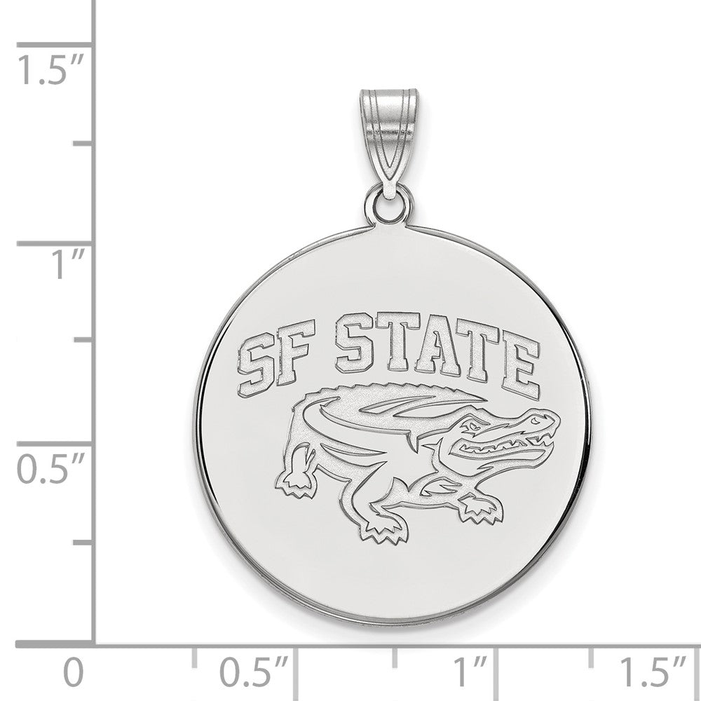14K White Gold Logoart San Francisco State University Extra Large Disc Pendant