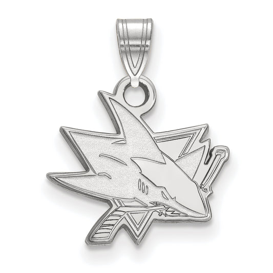 10K White Gold Nhl Logoart San Jose Sharks Small Pendant