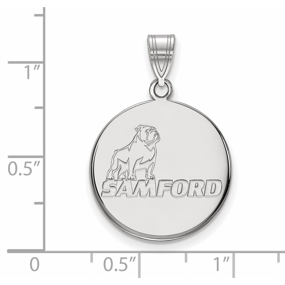 Sterling Silver Rhodium Plated Logoart Samford University Large Disc Pendant