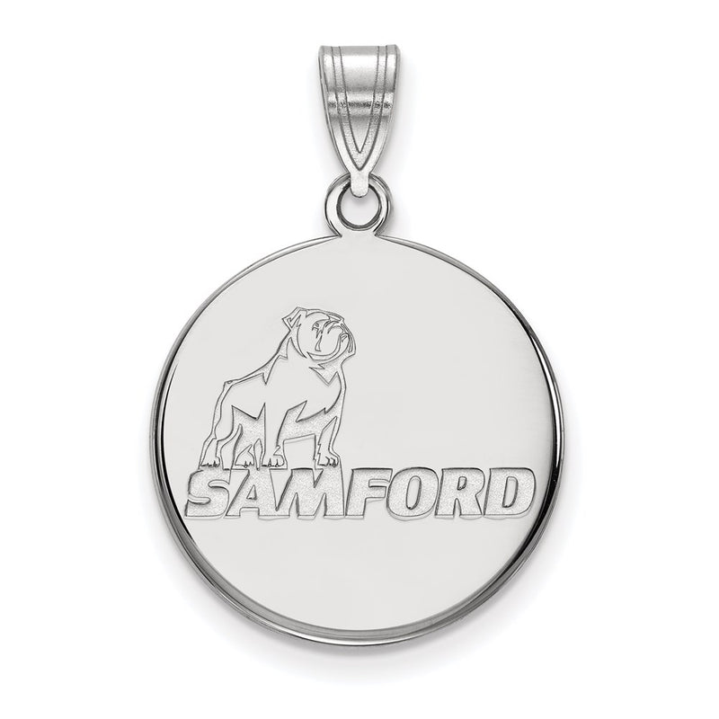 Sterling Silver Rhodium Plated Logoart Samford University Large Disc Pendant