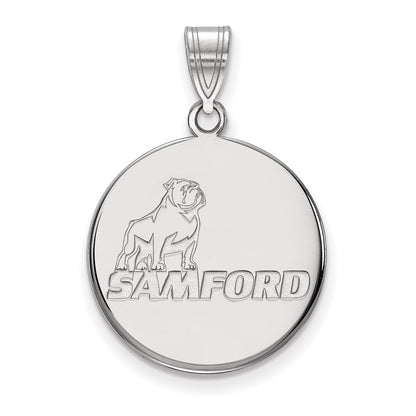10K White Gold Logoart Samford University Large Disc Pendant