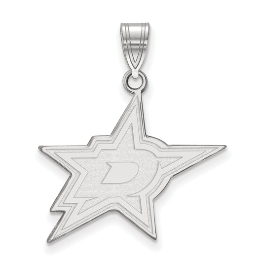 10K White Gold Nhl Logoart Dallas Stars Large Pendant