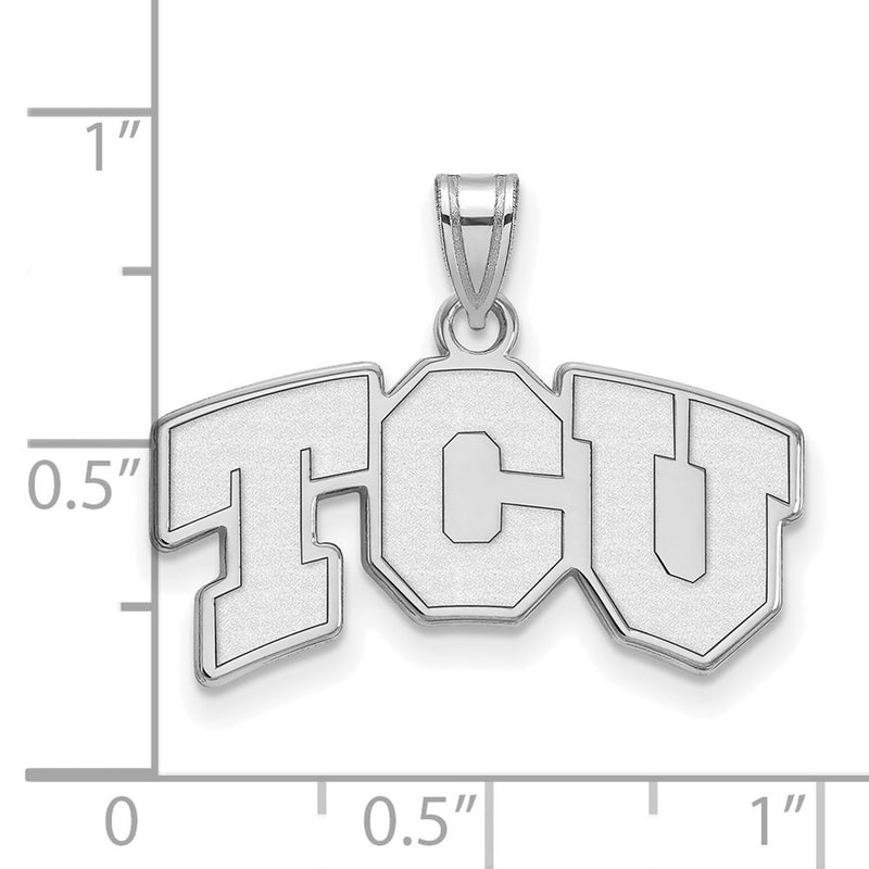 Sterling Silver Rhodium Plated Logoart Texas Christian University T C U Small Pendant