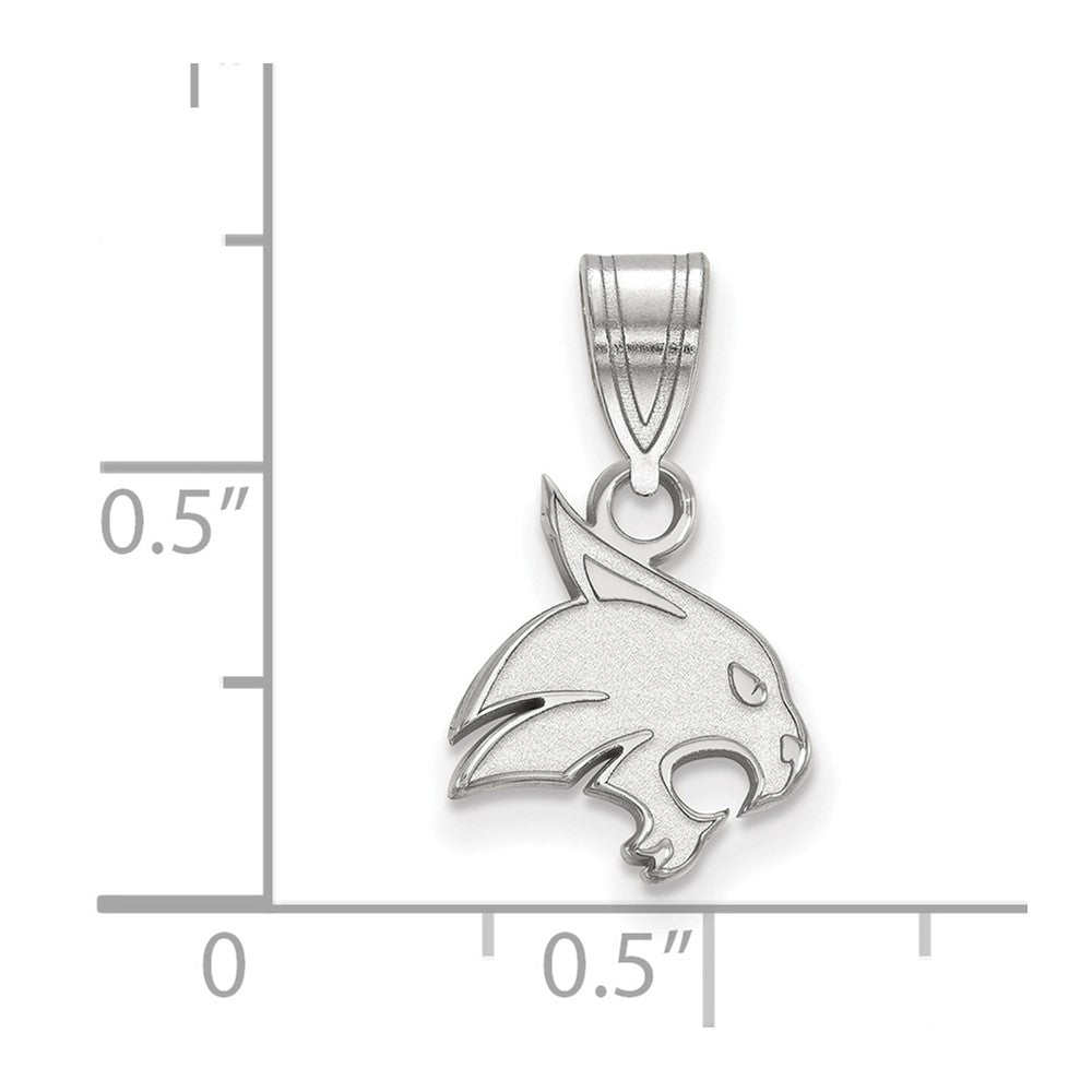 Sterling Silver Rhodium Plated Logoart Texas State University Bobcat Small Pendant