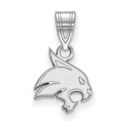 Sterling Silver Rhodium Plated Logoart Texas State University Bobcat Small Pendant