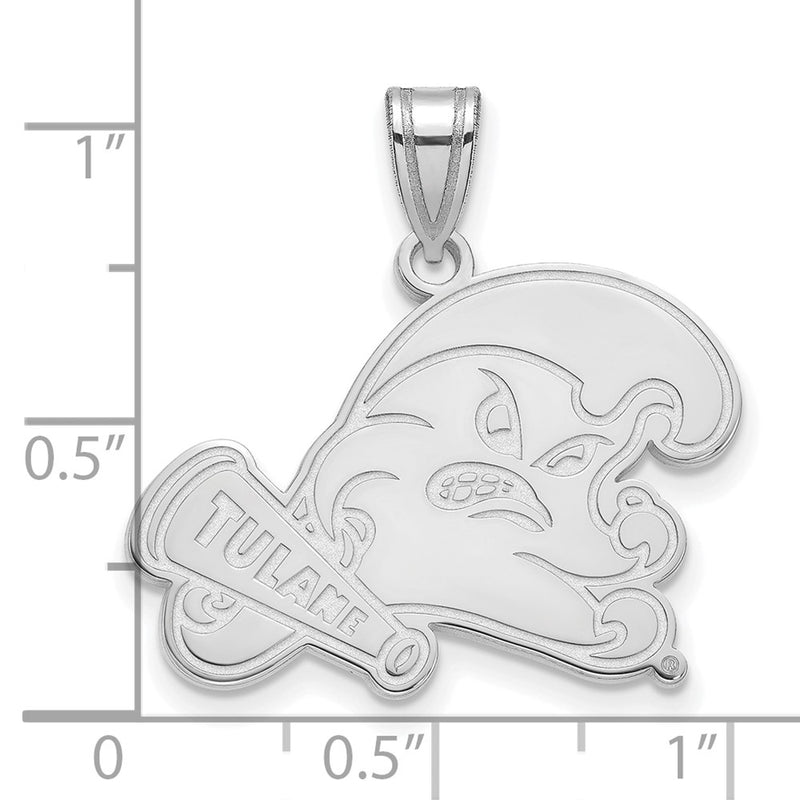Sterling Silver Rhodium Plated Logoart Tulane University Large Pendant