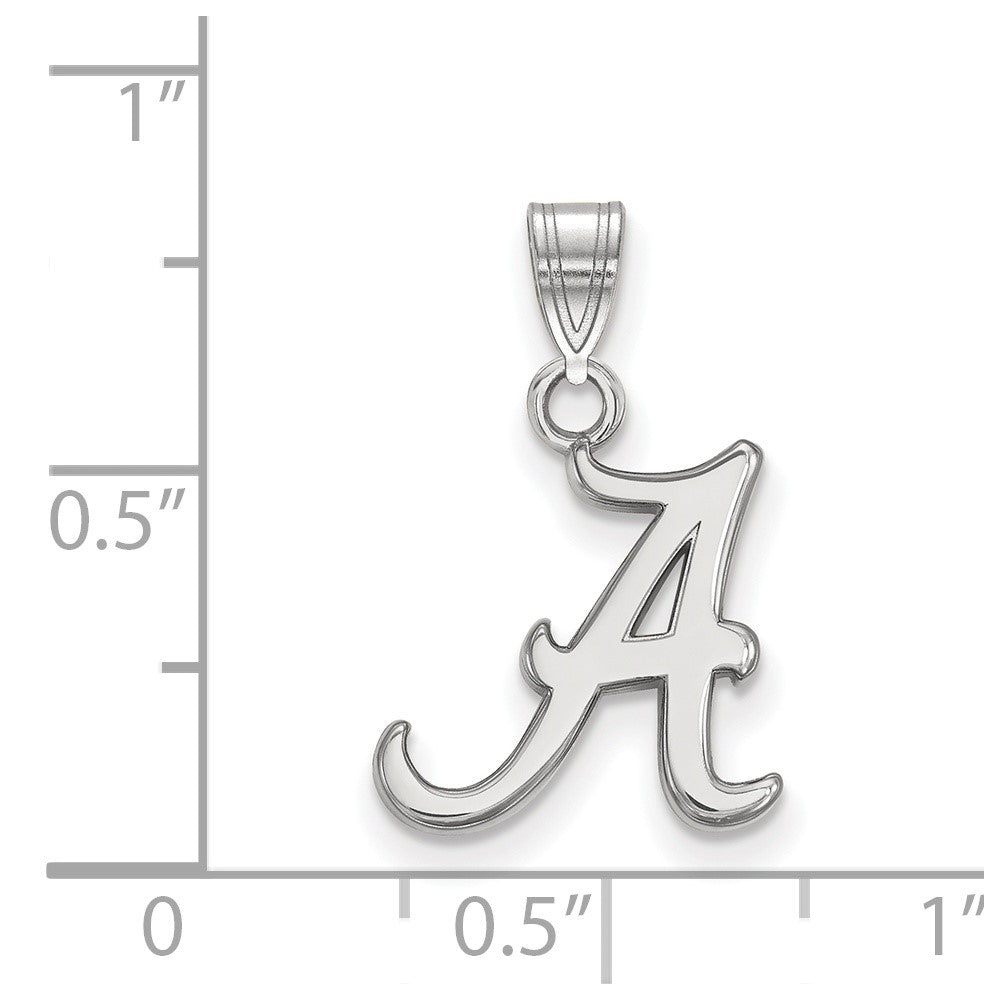 Sterling Silver Rhodium Plated Logoart University Of Alabama Letter A Small Pendant
