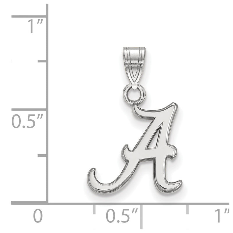Sterling Silver Rhodium Plated Logoart University Of Alabama Letter A Small Pendant