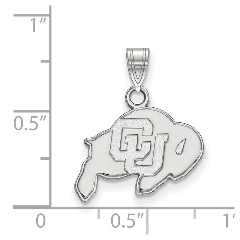 Sterling Silver Rhodium Plated Logoart University Of Colorado Buffalo Small Pendant