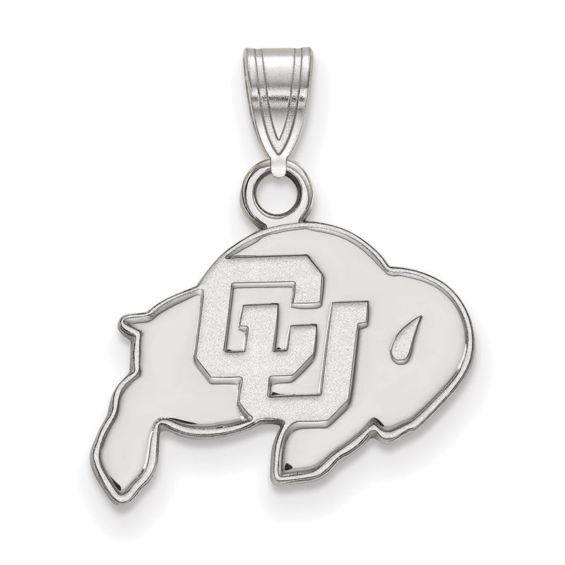 Sterling Silver Rhodium Plated Logoart University Of Colorado Buffalo Small Pendant