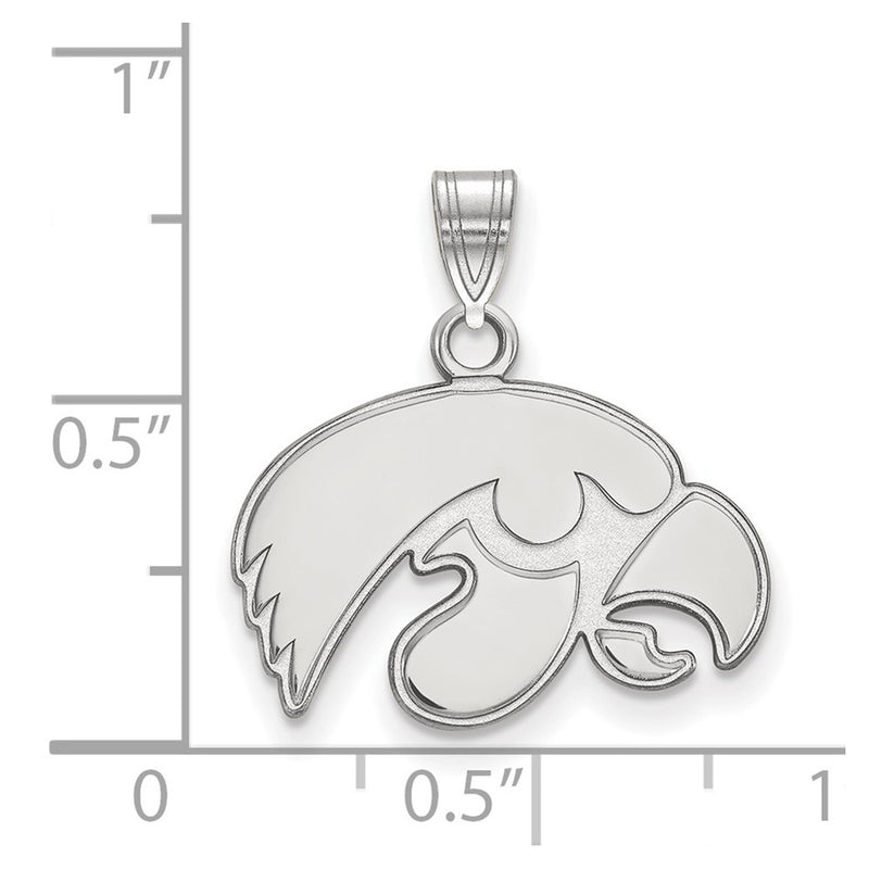 Sterling Silver Rhodium Plated Logoart University Of Iowa Hawk Small Pendant