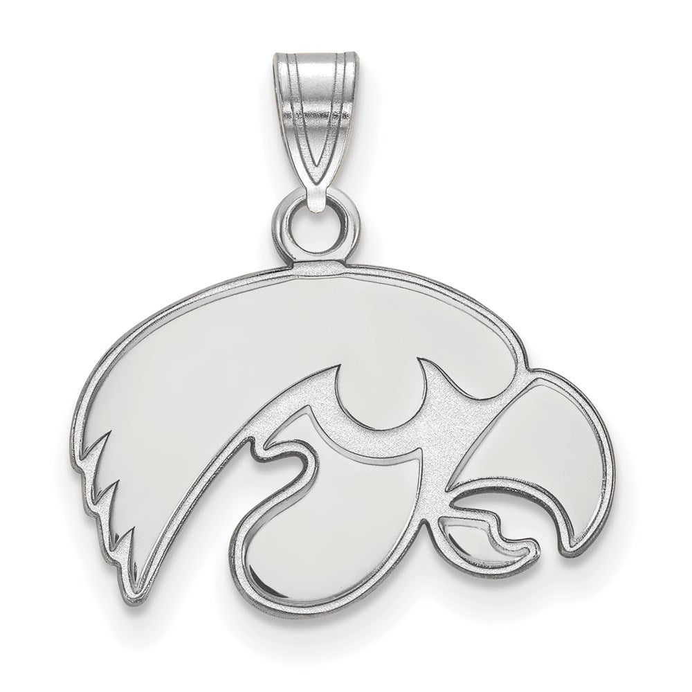 14K White Gold Logoart University Of Iowa Hawk Small Pendant