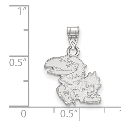 14K White Gold Logoart University Of Kansas Jayhawk Small Pendant