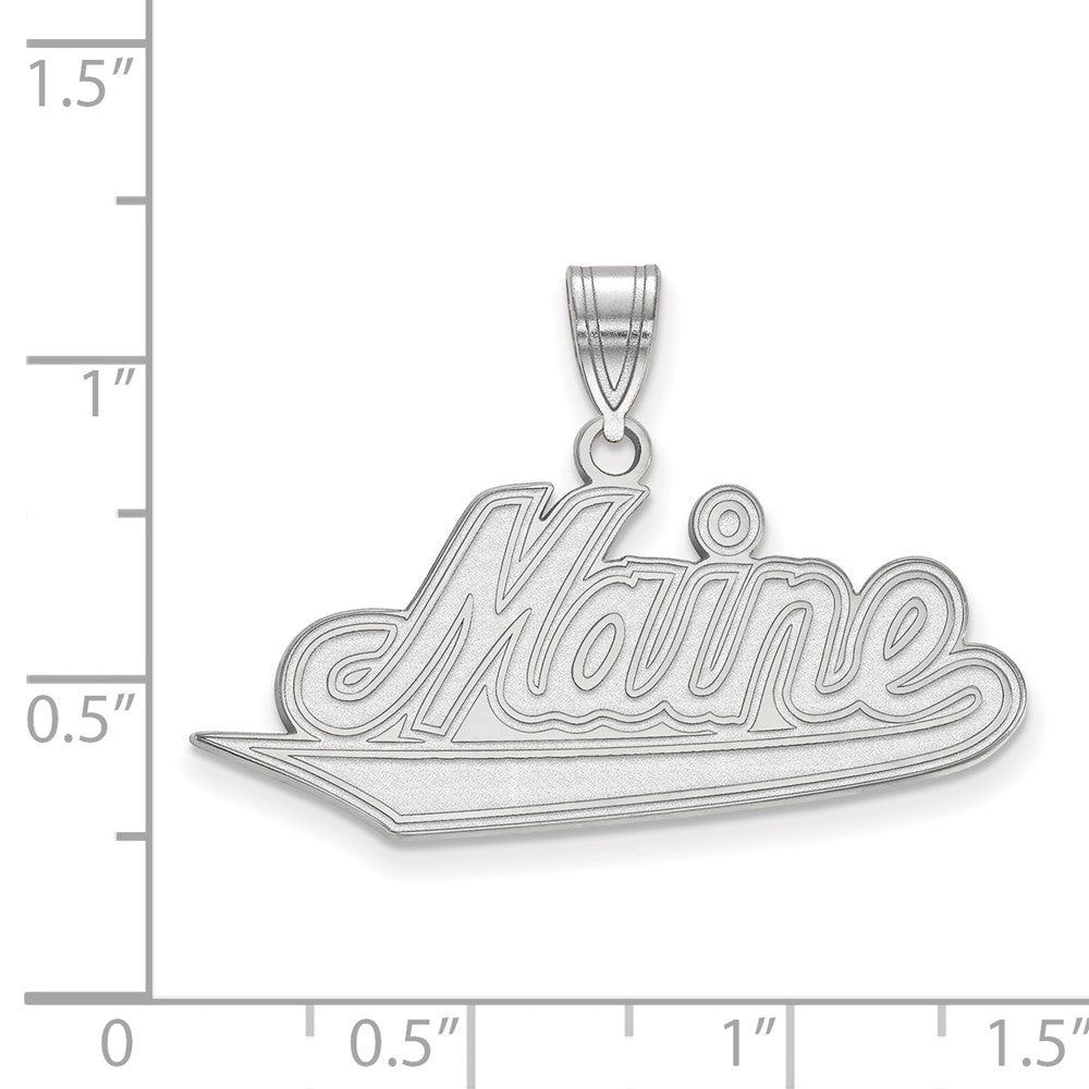 10K White Gold Logoart University Of Maine Large Pendant