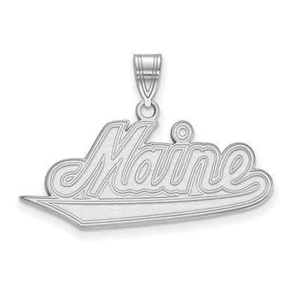 Sterling Silver Rhodium Plated Logoart University Of Maine Large Pendant