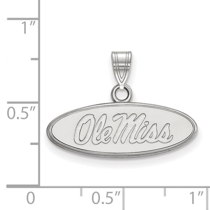 10K White Gold Logoart University Of Mississippi Ole Miss Small Oval Pendant