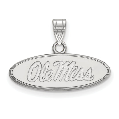10K White Gold Logoart University Of Mississippi Ole Miss Small Oval Pendant
