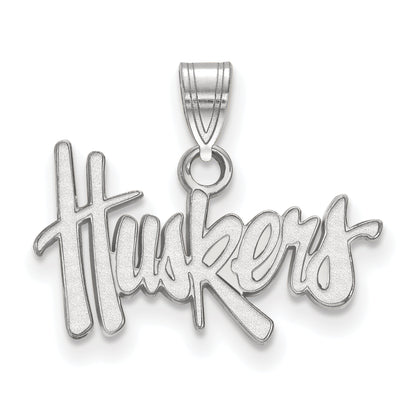 10K White Gold Logoart University Of Nebraska Huskers Small Pendant