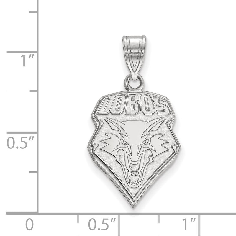 Sterling Silver Rhodium Plated Logoart University Of New Mexico Lobos Large Pendant