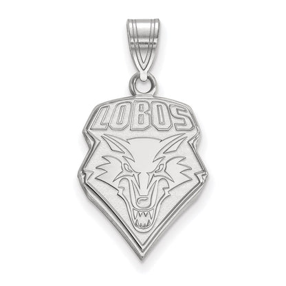 Sterling Silver Rhodium Plated Logoart University Of New Mexico Lobos Large Pendant