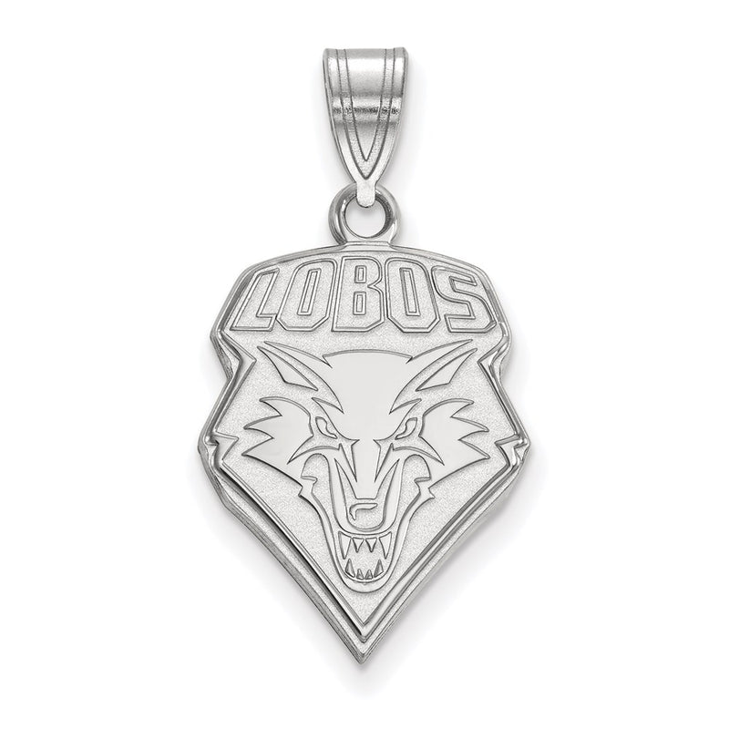 Sterling Silver Rhodium Plated Logoart University Of New Mexico Lobos Large Pendant