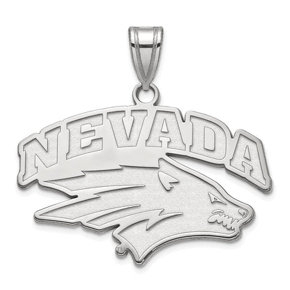Sterling Silver Rhodium Plated Logoart University Of Nevada Reno Large Pendant