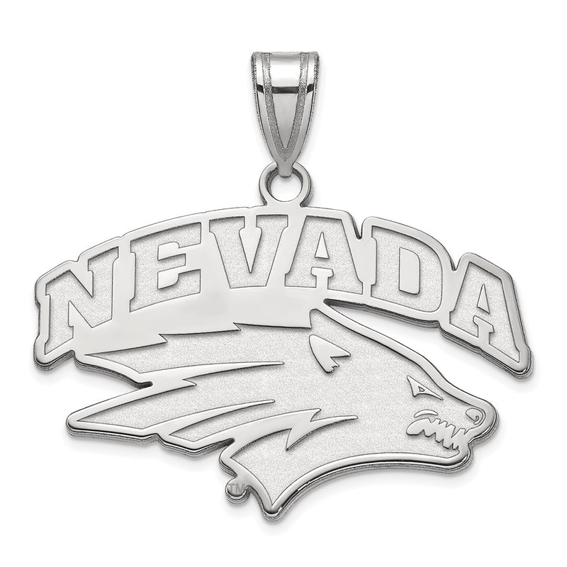 Sterling Silver Rhodium Plated Logoart University Of Nevada Reno Large Pendant