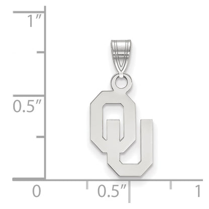 Sterling Silver Rhodium Plated Logoart University Of Oklahoma O U Small Pendant