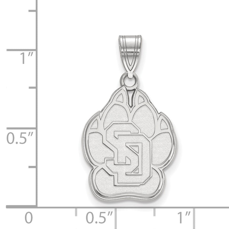 Sterling Silver Rhodium Plated Logoart University Of South Dakota Large Pendant